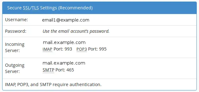 Email SMTP configurations