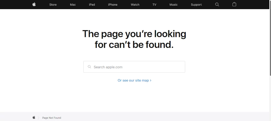 Apple website 404 error page