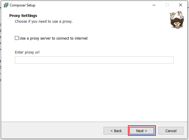 Choosing if you need proxy server during composer installation