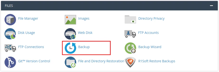 Cpanel backup link