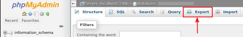 Exporting database in cpanel