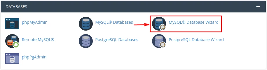 cPanel MySQL database wizard