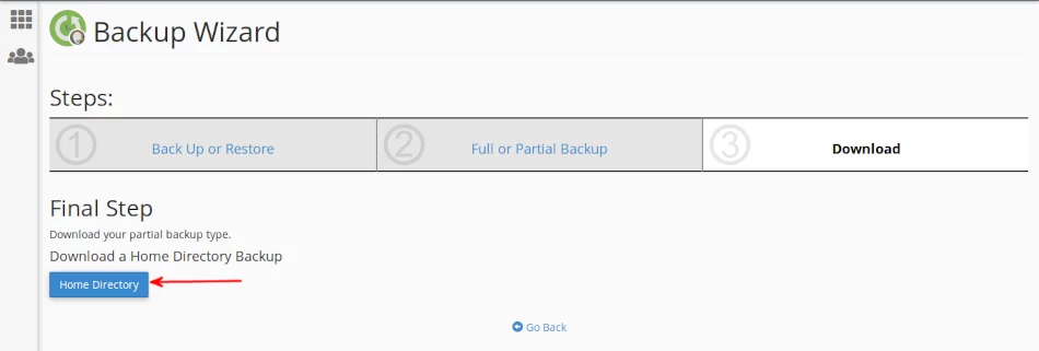 downloading cPanel home directory