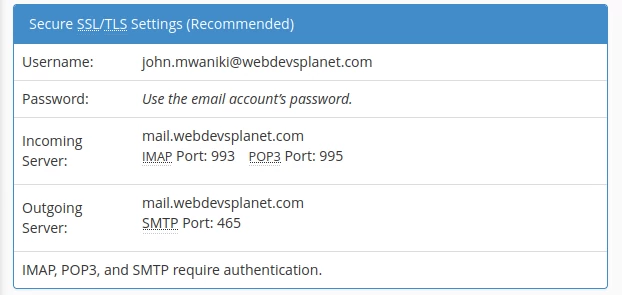 Email SMTP credentials