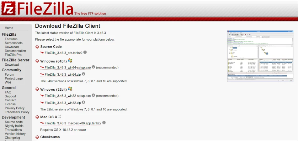 Downloading Filezilla ftp client