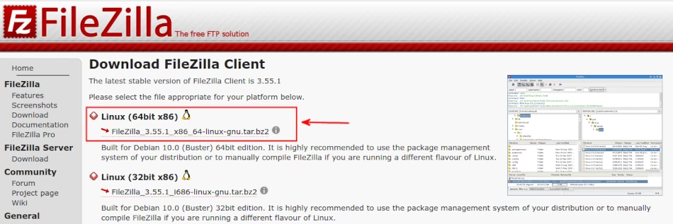 FileZilla download from official website