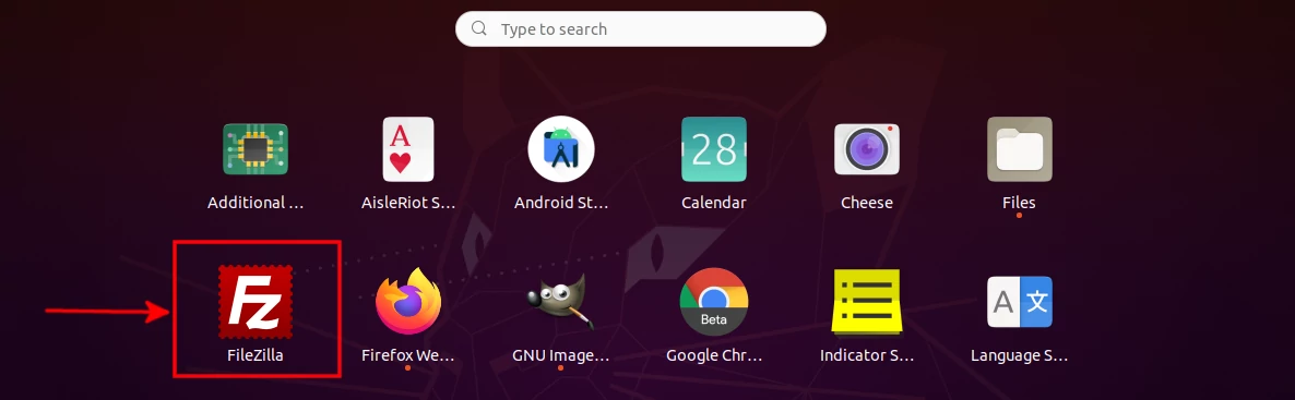 Launching FileZilla on Ubuntu Linux