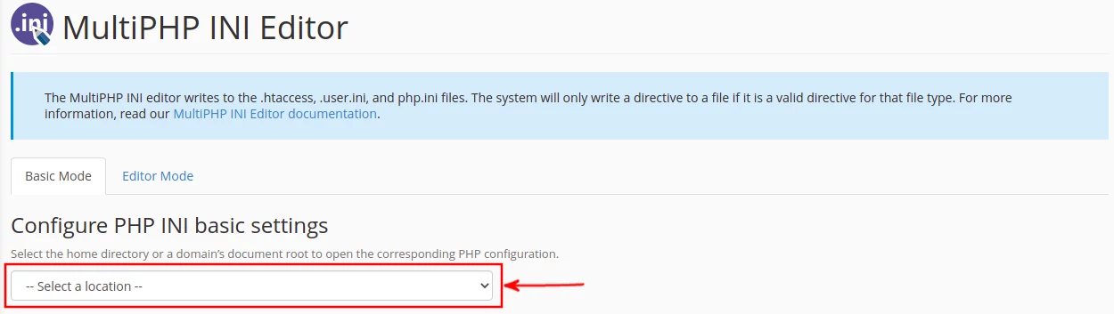 MultiPHP INI Editor page
