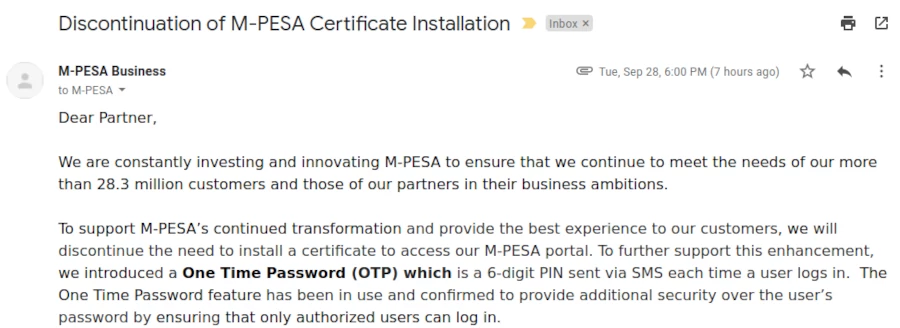 Safaricom discontinues need for M-Pesa certificate installation