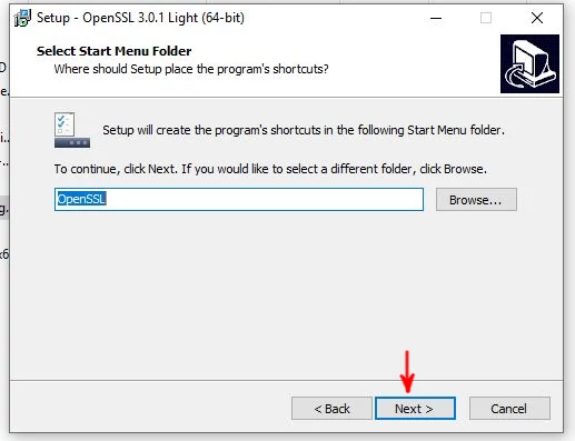 OpenSSL start menu folder