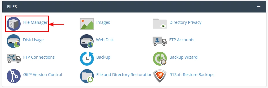 cPanel file manager option
