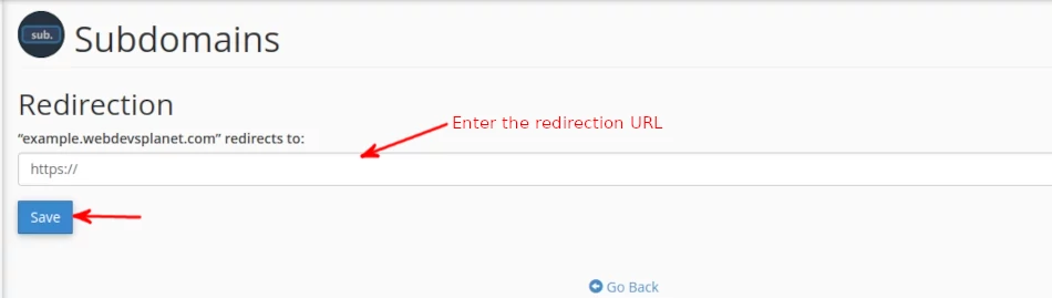 Redirecting subdomain to another URL