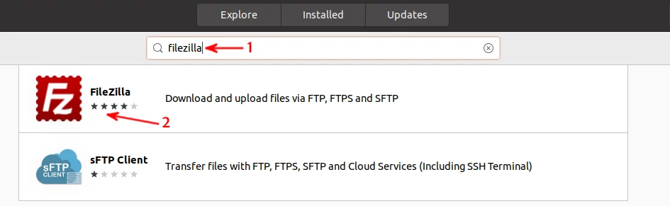 Ubuntu software FileZilla