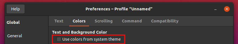 Setting preset background and font colors for ubuntu terminal