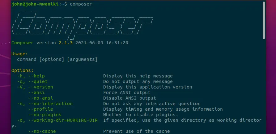 Using php composer on Linux terminal