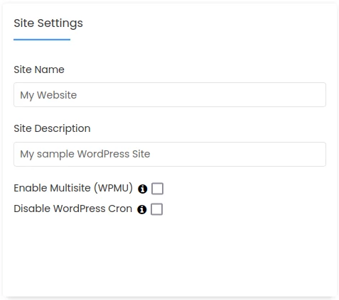 Wordpress installation site settings